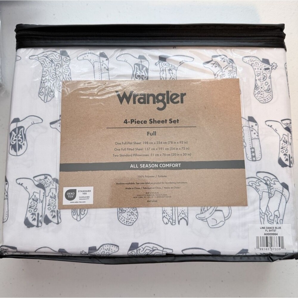 Wrangler 4Pc Sheet Set Full Cowboy Hats Boots Western Ranch Line Dance